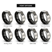 font options for inside engraving on black & gray lag bolt rings