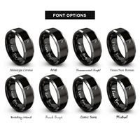 font options for inside engraving on black & gray laguz rings