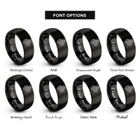 font options for inside engraving on black lake bathymetry rings