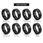 font options for inside engraving on black lake mountains reflection rings