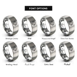 font options for inside engraving on silver lake mountains reflection rings