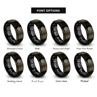 font options for inside engraving on gunmetal & black lake mountains reflection rings