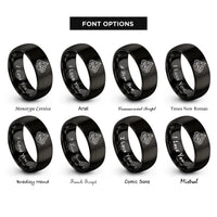 font options for inside engraving on black lake peak rings