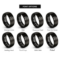 font options for inside engraving on black lamb rings