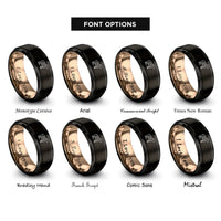 font options for inside engraving on black & rose gold lamb cuts diagram rings