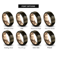 font options for inside engraving on gunmetal & rose gold lamb cuts diagram rings