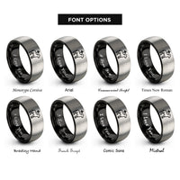 font options for inside engraving on black & gray lamb of god rings