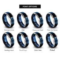 font options for inside engraving on blue & silver lambda rings