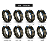 font options for inside engraving on gunmetal & blue lambda rings