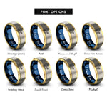 font options for inside engraving on gold & blue & grey lambda sign rings