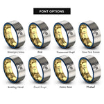font options for inside engraving on gold & blue & grey lambda sign rings