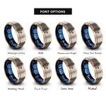 font options for inside engraving on rose gold & blue & silver lambda sign rings