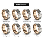 font options for inside engraving on rose gold & gray lambda sign rings