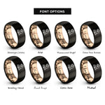 font options for inside engraving on black & rose gold lamp of knowledge rings