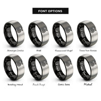 font options for inside engraving on black & gray landing gear wheel rings