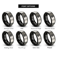 font options for inside engraving on black & grey landing gear wheel rings