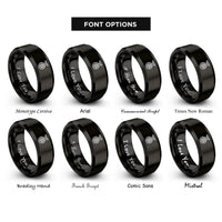 font options for inside engraving on black landing gear wheel rings