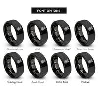 font options for inside engraving on black landing gear wheel rings