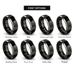 font options for inside engraving on black & gray landing net trout rings