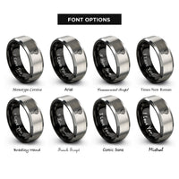 font options for inside engraving on black & grey landing net trout rings