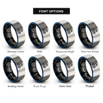 font options for inside engraving on black & blue & silver lantern railing rings