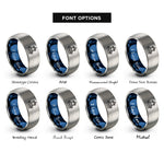 font options for inside engraving on blue & silver lantern railing rings