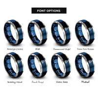 font options for inside engraving on blue & grey lantern railing rings