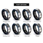 font options for inside engraving on black & blue & silver lantern rope rings