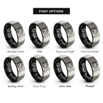 font options for inside engraving on black & grey lantern rope rings