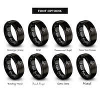 font options for inside engraving on black lap joint rings