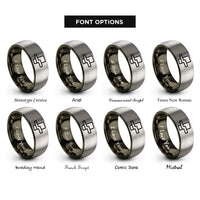 font options for inside engraving on gunmetal & silver lap joint rings