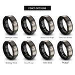 font options for inside engraving on black & silver laptop rings