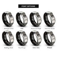 font options for inside engraving on black & silver laser cutter rings