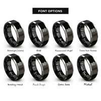 font options for inside engraving on black & grey laser level rings