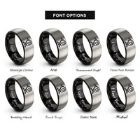font options for inside engraving on black & grey laser level rings