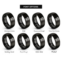 font options for inside engraving on black laser level rings