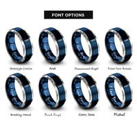 font options for inside engraving on blue & gray laser pointer rings