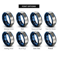 font options for inside engraving on blue & gray laser pointer rings