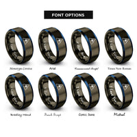 font options for inside engraving on gunmetal & blue laser warning rings