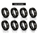 font options for inside engraving on black laser warning symbol rings