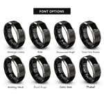 font options for inside engraving on black & grey lash artist tweezers rings