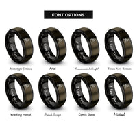 font options for inside engraving on gunmetal & black lash artist tweezers rings