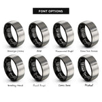 font options for inside engraving on black & silver lash extension tweezers rings