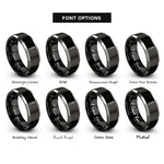 font options for inside engraving on black & grey lash extension tweezers rings