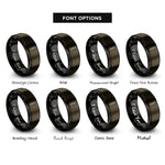 font options for inside engraving on gunmetal & black lash extension tweezers rings