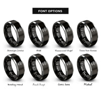 font options for inside engraving on black & grey lash fan rings