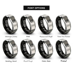 font options for inside engraving on black & silver lash fan rings