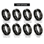 font options for inside engraving on black & grey last quarter rings