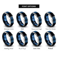 font options for inside engraving on blue & grey last quarter rings