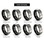 font options for inside engraving on black & grey latin cross rings